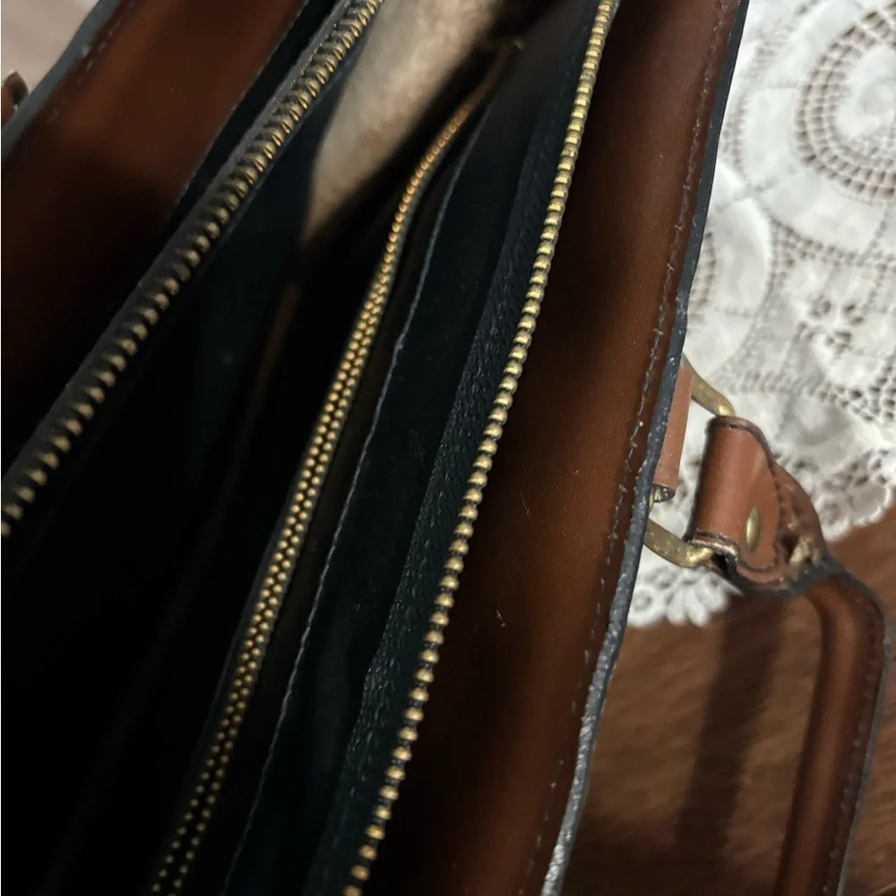Jordache Vintage Brown Leather Men's Bag Briefcase Portfolio Unisex